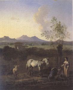 Karel Dujardin The Pasture Horses Cows and Sheep in a Meadow with Trees (mk05) Spain oil painting art